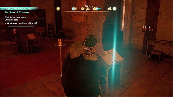 There are three documents that need to be examined in the church - Assassins Creed Valhalla: How to solve Deeds of Christ puzzle? - Campaign - Assassins Creed Valhalla Guide and Walkthrough