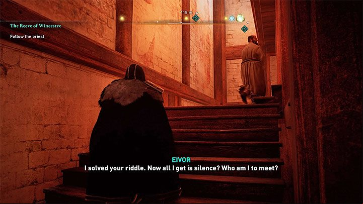 Regardless of how you have behaved during the conversation with the priest (using charisma or ing the test) you will be able to start following him to the next meeting - Assassins Creed Valhalla: How to solve Deeds of Christ puzzle? - Campaign - Assassins Creed Valhalla Guide and Walkthrough