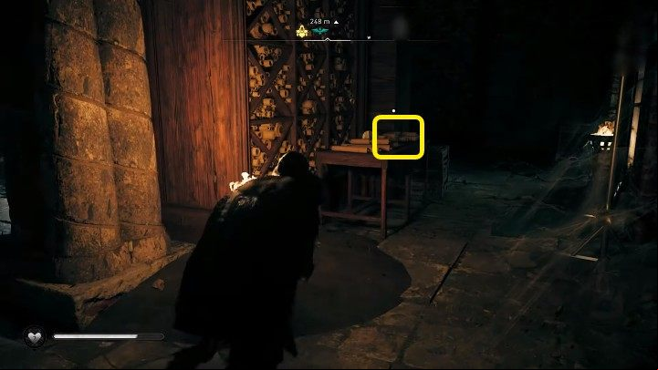 The Magas Codex, Page IV is located right behind the bookcase with scrolls, in the location marked in the picture above - Assassins Creed Valhalla: A Brief History of the Hidden Ones - Ravensthorpe - Assassins Creed Valhalla Guide and Walkthrough