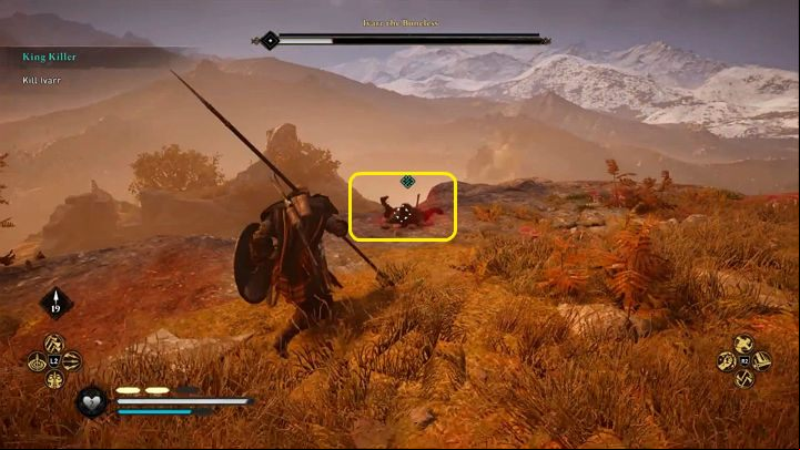 Ivarr is also a great wrestler, so as soon as he sheaths his weapons, starts preparing for a jump, and a red rune flashes around him, it' - Assassins Creed Valhalla: King Killer - Sciropescire - Assassins Creed Valhalla Guide and Walkthrough