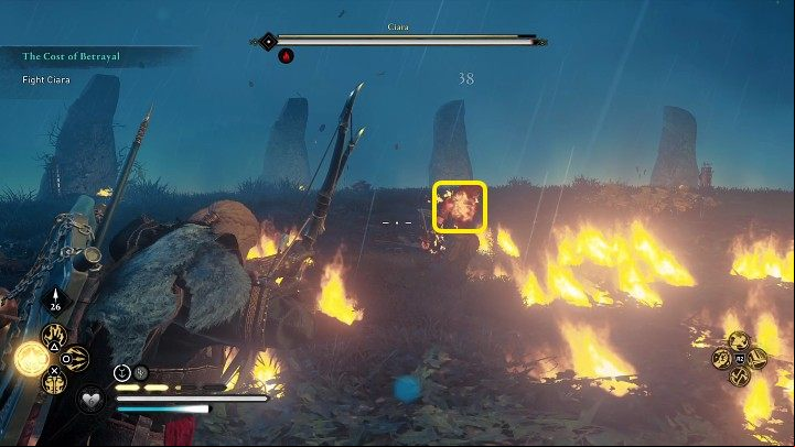 Ciara has only one weak spot, which was placed on her back - AC Valhalla: Wrath of the Druids: The Cost of Betrayal - Walkthrough - Assassins Creed Valhalla Guide and Walkthrough