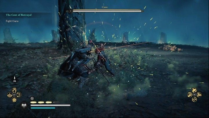 Most of Ciara's attacks are indicated by a yellow rune flash and can be blocked - AC Valhalla Wrath of the Druids: How to beat Ciara, final boss? - FAQ - Assassins Creed Valhalla Guide and Walkthrough