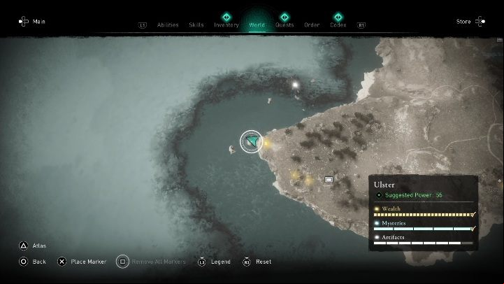 You will find the treasure on the western edge of the region - AC Valhalla Wrath of the Druids: Treasure Hoard Map - Ulster, secrets, locations - Ulster - Assassins Creed Valhalla Guide and Walkthrough