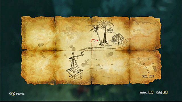 The treasure is in the North-Western part of the isle, w next to the Animus Fragment and a chest - Isla Providencia | Treasure maps - Treasure maps - Assassins Creed IV: Black Flag Game Guide & Walkthrough