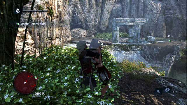 Deal with the last, third guard and jump towards the ruins in the background of the screenshot, where you need to hide immediately next to the assassins here - 02 - Nothing is True... | Sequence 4 - Sequence 4 - Assassins Creed IV: Black Flag Game Guide & Walkthrough