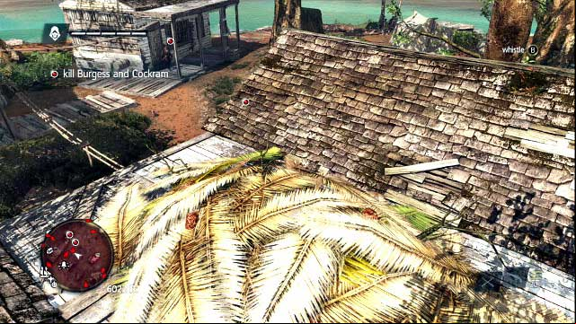 While in the haystack, activate the eagle vision, Burgess and Cockram should approach from the background - 02 - Trust Is Earned | Sequence 9 - Sequence 9 - Assassins Creed IV: Black Flag Game Guide & Walkthrough