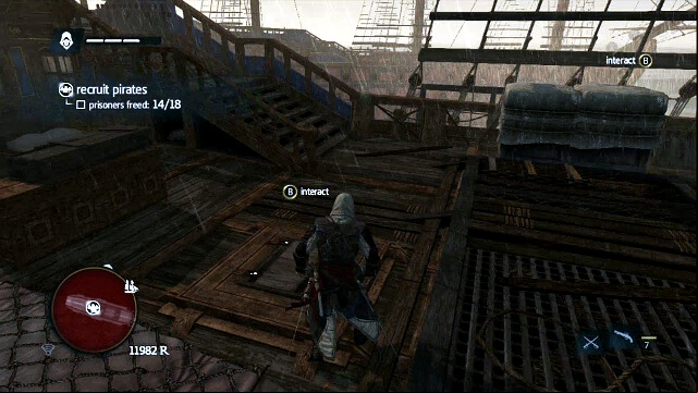 On the next ship, walk under the deck - 06 - The Treasure Fleet | Sequence 2 - Sequence 2 - Assassins Creed IV: Black Flag Game Guide & Walkthrough