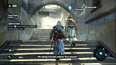 The man will start walking straight ahead and you must follow him - Memory 1 - Sequence 2 - The Crossroads of The World - Assassins Creed: Revelations - Game Guide and Walkthrough