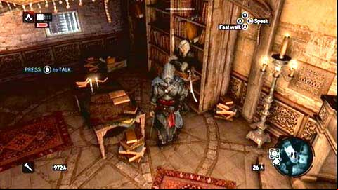 Choose one of the available assassins for this position and then talk to the man standing next to the fireplace - Memory 2 - Sequence 3 - Lost and Found - Assassins Creed: Revelations - Game Guide and Walkthrough