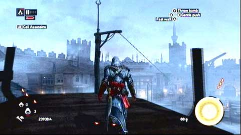 Jump from the scaffolding onto the ship hull and use another zipline - Memory 3 - Sequence 5 - Heir to The Empire - Assassins Creed: Revelations - Game Guide and Walkthrough