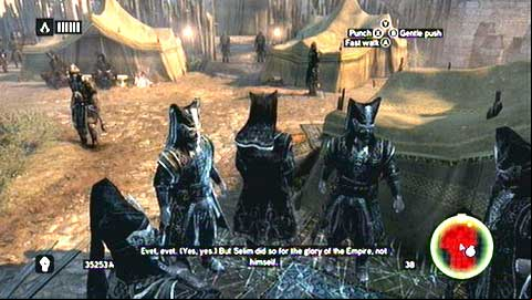 On the other side again blend between soldiers standing there - Memory 2 - p. 1 - Sequence 6 - Fortune's Disfavor - Assassins Creed: Revelations - Game Guide and Walkthrough
