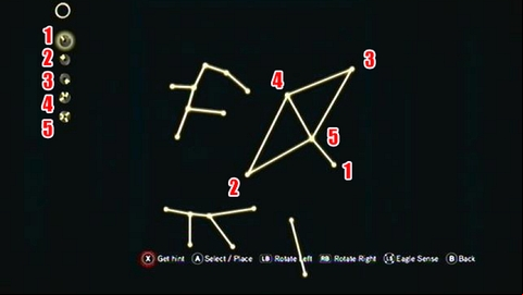 All available circles must fit constellations in the upper right corner - Memory 1 - Sequence 9 - Revelations - Assassins Creed: Revelations - Game Guide and Walkthrough