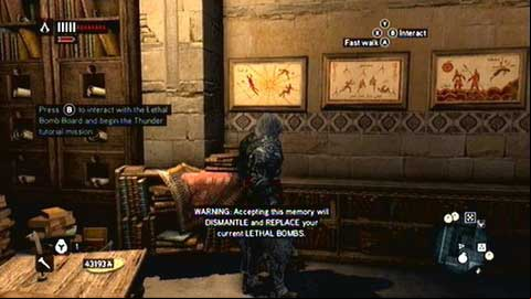 In order to start Piri Reis Missions, go to the merchants house marked on the map and then walk towards pictures hanging on the right wall - Thunder; Smoke Screen; Cherry - Piri Reis Missions - Assassins Creed: Revelations - Game Guide and Walkthrough