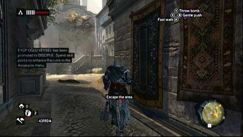 Youll end the mission after leaving the yellow zone - Thunder; Smoke Screen; Cherry - Piri Reis Missions - Assassins Creed: Revelations - Game Guide and Walkthrough