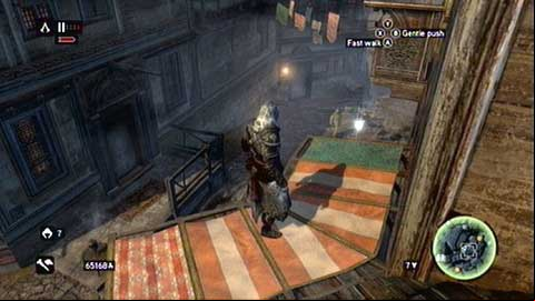 It is placed on the roof hanging over the street - Galata District (01-11) - Animus data fragments - Assassins Creed: Revelations - Game Guide and Walkthrough