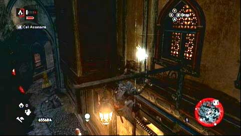 You will find it on the lantern hanging over the street - Imperial District (01-12) - Animus data fragments - Assassins Creed: Revelations - Game Guide and Walkthrough