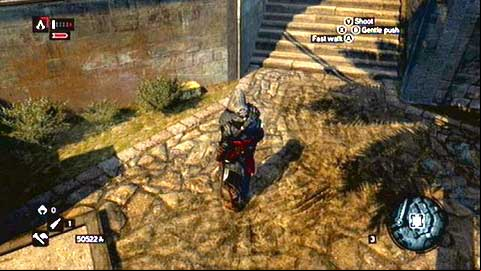 It is located in bushes near the stairs - Galata District (01-12) - Treasure chests - Assassins Creed: Revelations - Game Guide and Walkthrough