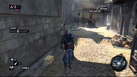 It is located near the wall of a building - Galata District (01-12) - Treasure chests - Assassins Creed: Revelations - Game Guide and Walkthrough