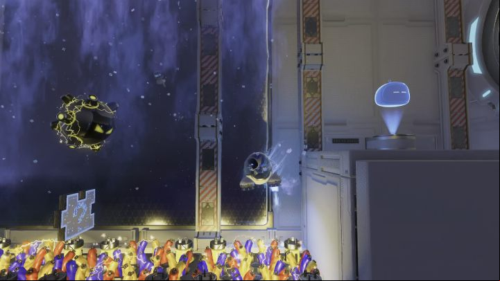 Watch out for the gusts of wind and fly carefully through the room, heading to the right - Astros Playroom: Orbital Obstacles - walkthrough - SSD Highway - Astros Playroom Guide