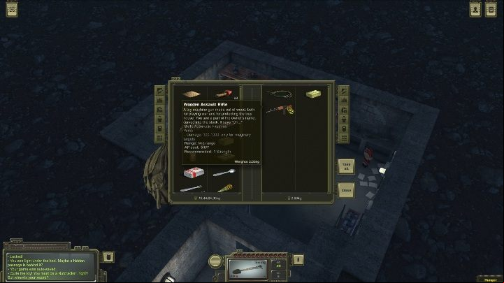 On one shelf you will find a Wooden Assault Rifle - How to open the shelter in Ostradnoye in ATOM RPG? - FAQ - ATOM RPG Guide