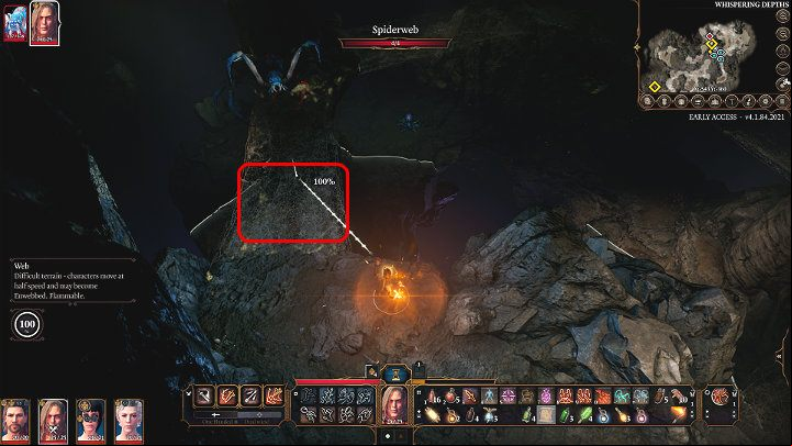 Depending on which of your character goes first, make sure they're all on solid ground and then cast a Fire spell, or use a Fire scroll on the cobweb underneath the boss, not on the boss herself - Baldurs Gate 3: How to defeat Phase Spider Matriarch in BG3? - Bosses and difficult fights - Baldurs Gate 3 Guide, Walkthrough