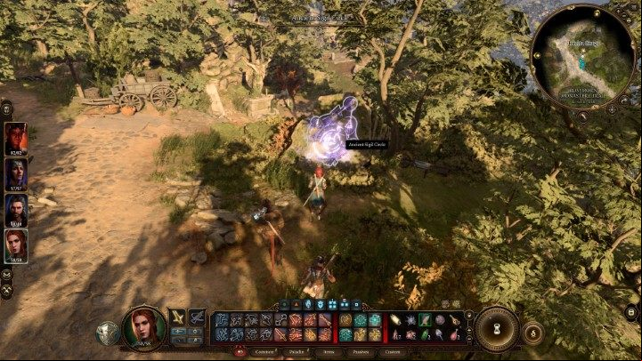 Walking down the road in the new area will lead you to a rune circle you can activate to unlock a fast travel point - Baldurs Gate 3: Mountain - Act 1 - Baldurs Gate 3 Guide, Walkthrough