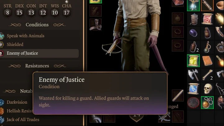 After the game's premiere, many players reported incorrect operation of the Enemy of Justice status, which was applied to the character at the wrong time - Baldurs Gate 3: Enemy of Justice - Basics - Baldurs Gate 3 Guide, Walkthrough