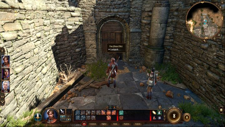After the battle or successful persuasion, reach the northern door of the ruined Chapel - Baldurs Gate 3: How to enter Overgrown Ruins - Puzzle solution - Puzzles - Baldurs Gate 3 Guide, Walkthrough