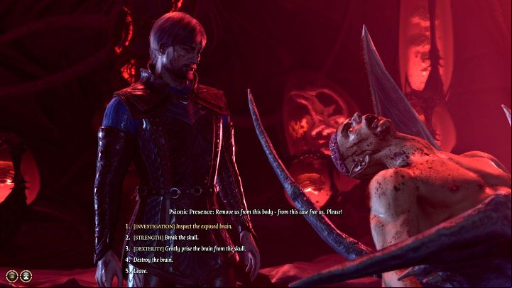 Do not choose the option to destroy the brain and don't ignore the interaction with Myrnath, as this will make you unable to recruit Us - Baldurs Gate 3: How to recruit Us in BG3? - Party - Baldurs Gate 3 Guide, Walkthrough