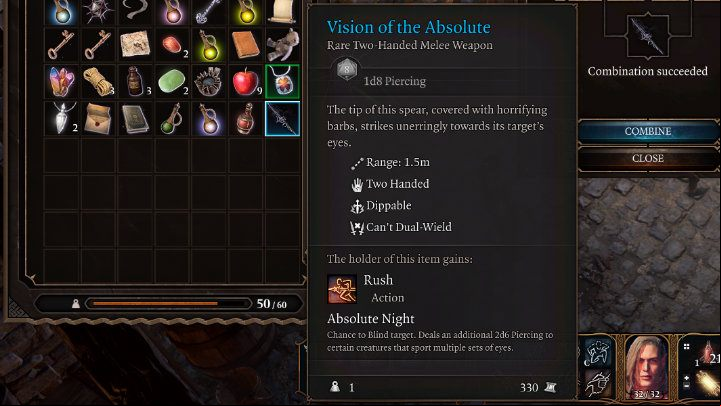 The first element needed to create the Vision of the Absolute is the Shaft of a Broken Spear - Baldurs Gate 3: Vision of the Absolute - how to make? Crafting - Crafting - Baldurs Gate 3 Guide, Walkthrough