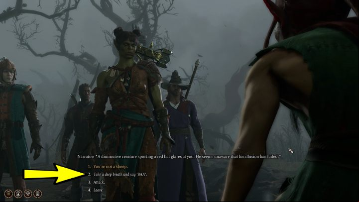When you reach the marshes, you must an intelligence check - Baldurs Gate 3: Teahouse in BG3 - walkthrough - Act 1 - Baldurs Gate 3 Guide, Walkthrough