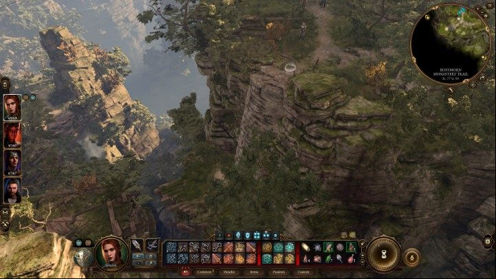 The easiest way to get to the other side of the massive chasm is to use the cart suspended over the abyss - Baldurs Gate 3: Where is Creche Yllek? - Exploration - Baldurs Gate 3 Guide, Walkthrough