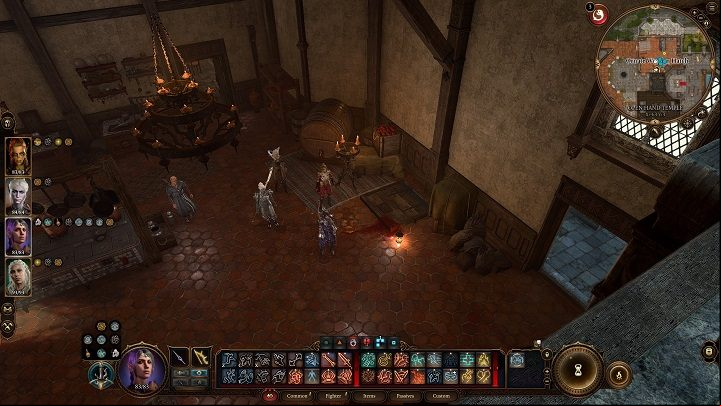 Look for a hatch with a blood splatter next to it and enter it - Baldurs Gate 3: Solve the Open Hand Temple Murders - Act 3 - Baldurs Gate 3 Guide, Walkthrough