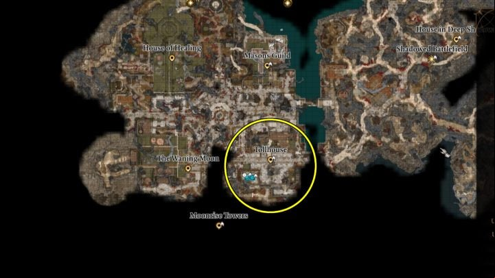 On the second floor of the destroyed Tollhouse, you will meet Gerringothe Thorm, a giant golden monster who will demand payment for crossing the river - Baldurs Gate 3: Toll Collector Boss - BG3 Guide - Bosses and difficult fights - Baldurs Gate 3 Guide, Walkthrough