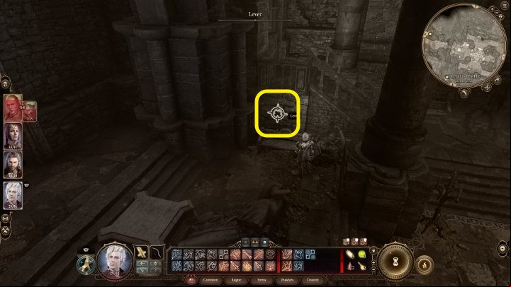 You can also use a lockpick (Perception check required) to pull a lever hidden deep in this room, behind the stone bench, as pictured above - Baldurs Gate 3: Moon puzzle solution - Puzzles - Baldurs Gate 3 Guide, Walkthrough