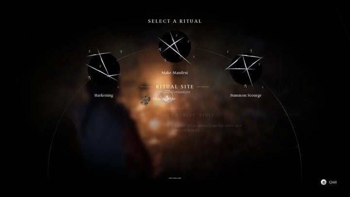Additionally, to perform some of the rituals (especially those taking place during story missions), you're going to need a special item - most of the time one of the earthly belongings of the spirit you want to cleanse - Banishers Ghosts of New Eden: All Ritual resources - Basics - Banishers Ghosts of New Eden Guide