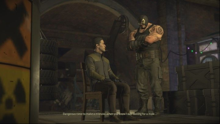 Then, Bane will want to kill the person that helped you earlier - Chapter 4 - Hive of Villainy | Episode 3 - Fractured Mask - Episode 3 - Fractured Mask - Batman: The Telltale Series - The Enemy Within Game Guide