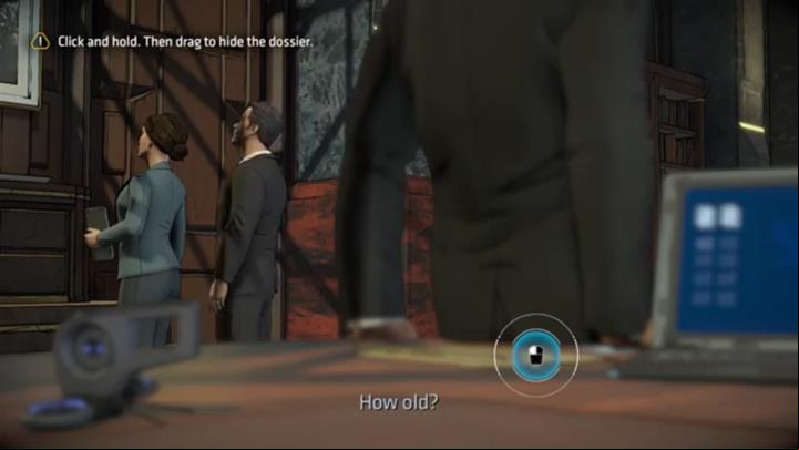 When Wayne sits at the desk, hide the documents using the right button - Chapter 3 - Goodbye, Old Friend | Episode 1 - The Enigma - Episode 1 - The Enigma - Batman: The Telltale Series - The Enemy Within Game Guide