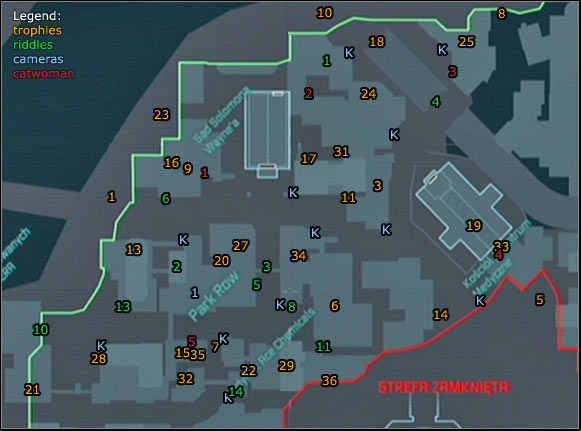 1 - Location info & maps | Park Row - Park Row - Batman: Arkham City Game Guide