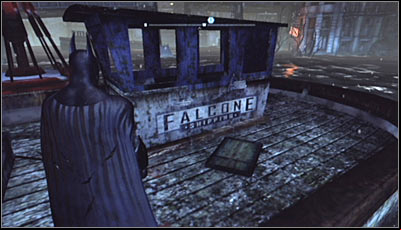 Jump, swim or glide to the barque north of the Industrial District - Riddles | Industrial District - Industrial District - Batman: Arkham City Game Guide