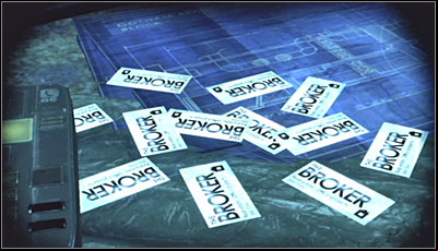 After getting inside, head to the main room and scan the business cards on the table (screen above) - Riddles | Industrial District - Industrial District - Batman: Arkham City Game Guide