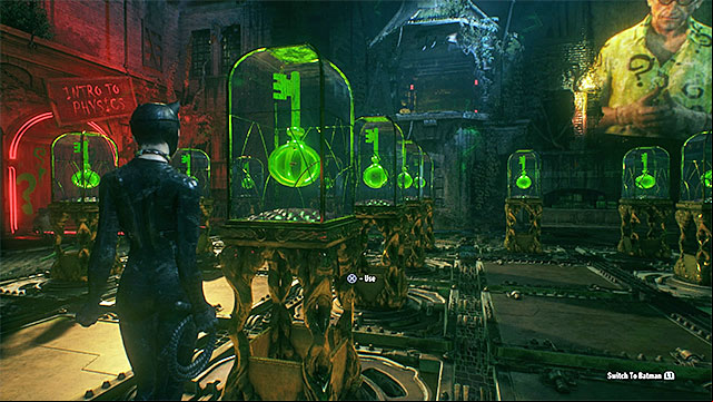 This is not the end, though, because in order to obtain the first key for Catwomans collar, you still have to solve an additional puzzle - First Riddler trial | Batman Arkham Knight - Riddlers Revenge - Batman: Arkham Knight Game Guide & Walkthrough
