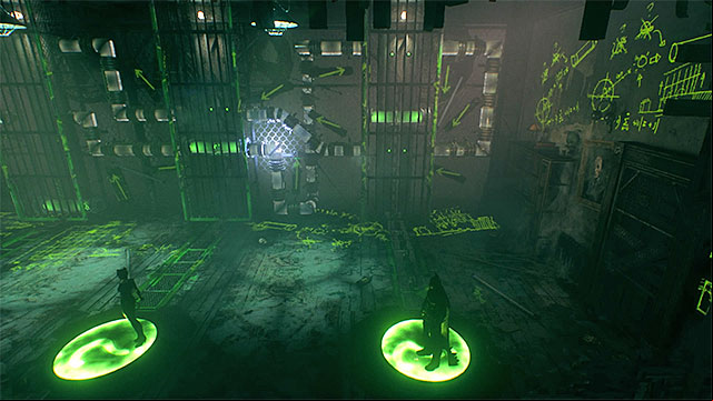 As Batman, walk over onto the right pressure plate and after some time, him as Catwoman - Sixth Riddler trial | Batman Arkham Knight - Riddlers Revenge - Batman: Arkham Knight Game Guide & Walkthrough