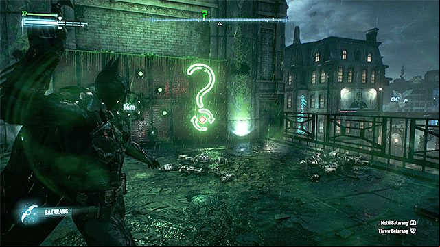 Hit the question mark to repair the robots - Riddler trophies on Bleake Island (1-18) | Collectibles - Bleake Island - Collectibles - Bleake Island - Batman: Arkham Knight Game Guide & Walkthrough