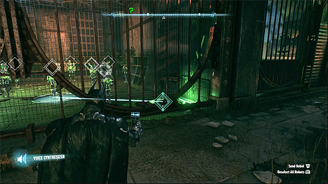 Use the voice synthesizer to position one of the machines on the pressure plate - Riddler trophies on Founders Island (17-33) | Collectibles - Founders Island - Collectibles - Founders Island - Batman: Arkham Knight Game Guide & Walkthrough