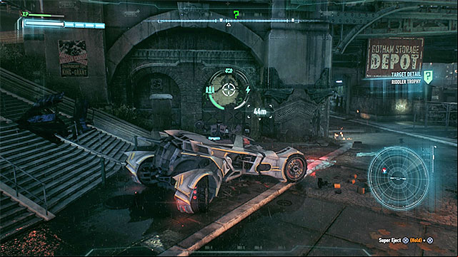 The wall on which you must use Batmobiles cannon - Riddler trophies on Miagani Island (1-19) | Collectibles - Miagani Island - Collectibles - Miagani Island - Batman: Arkham Knight Game Guide & Walkthrough
