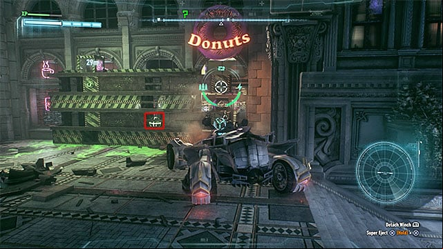 Now, use the winch to attach yourself to the right interactive hook - Riddler trophies on Miagani Island (1-19) | Collectibles - Miagani Island - Collectibles - Miagani Island - Batman: Arkham Knight Game Guide & Walkthrough