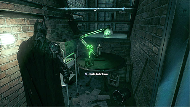 The trophy can be found under the stairs - Riddler trophies on Miagani Island (20-38) | Collectibles - Miagani Island - Collectibles - Miagani Island - Batman: Arkham Knight Game Guide & Walkthrough