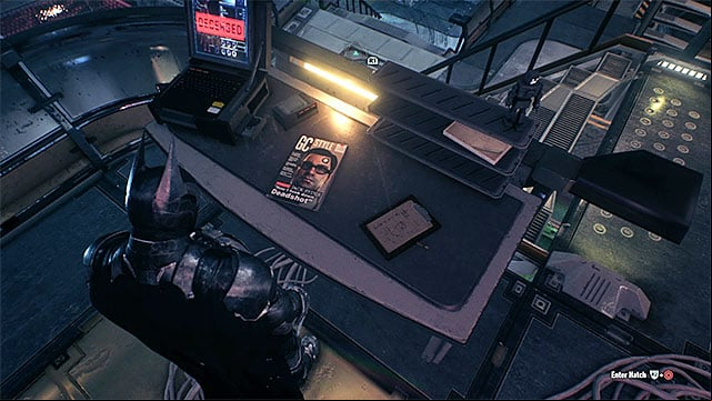 Approach the table and take a photo of the magazine - Riddles in the Stagg Airships | Collectibles - Stagg Airships - Collectibles - Stagg Airships - Batman: Arkham Knight Game Guide & Walkthrough
