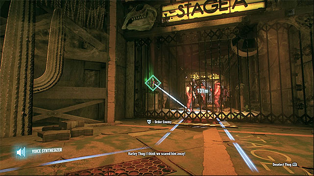 Use the Voice Synthesizer while staying hidden in the vent shaft - Apprehend Albert King in sound stage A | Main story | Batman Arkham Knight - Main story - Batman: Arkham Knight Game Guide & Walkthrough